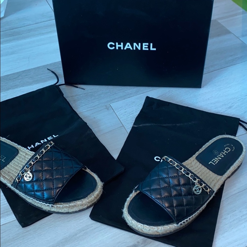 CHANEL Black Espadrilles